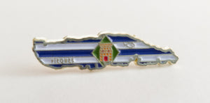 Pin con el mapa y bandera de Vieques