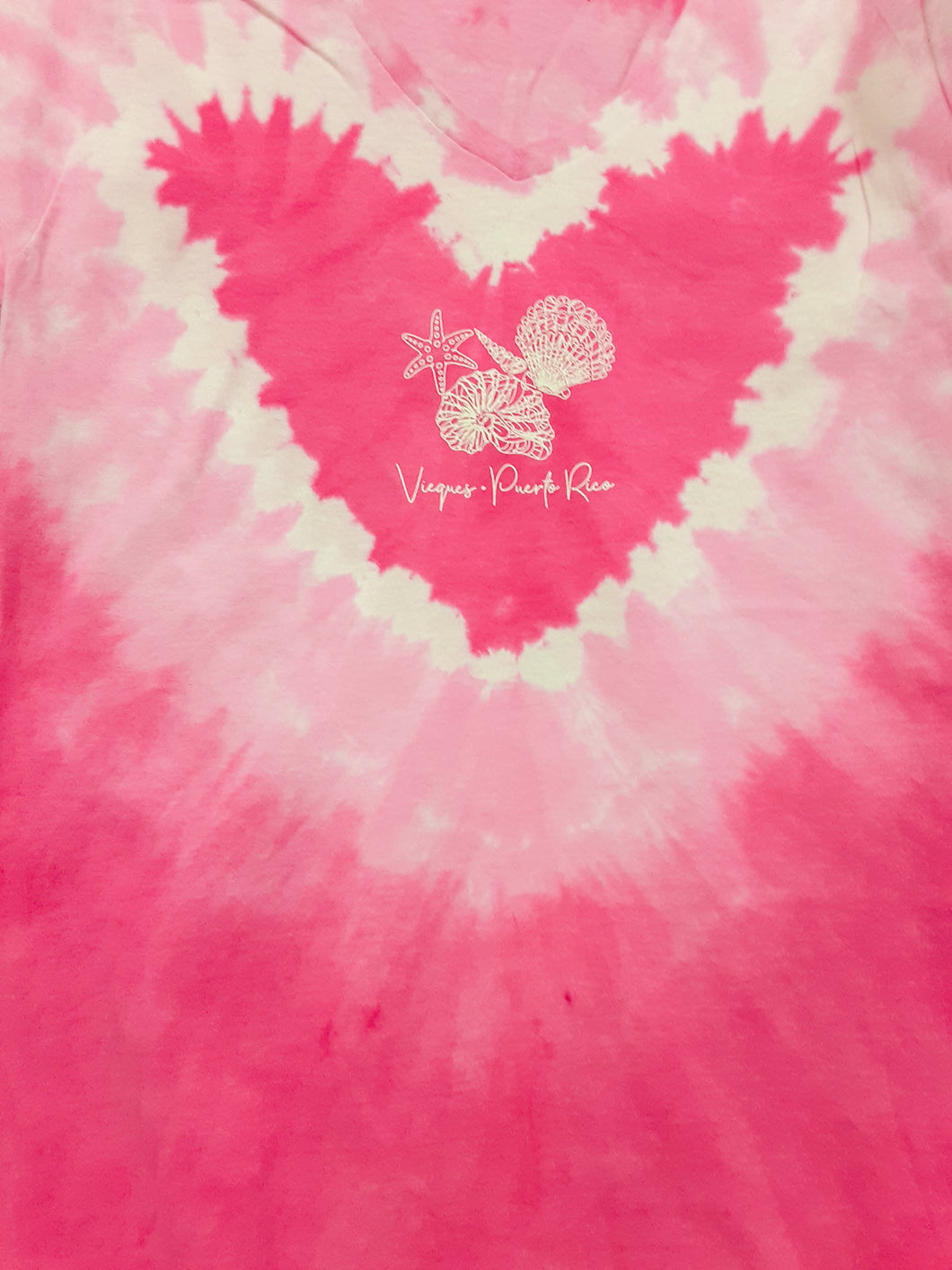 T-shirt mujer con cuello en V, retro, Vieques, Puerto Rico